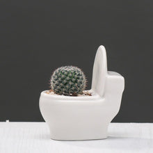 Load image into Gallery viewer, White Ceramic Toilet Design Flower Planter
