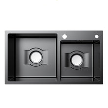 Load image into Gallery viewer, Daxon - Black Nano Stainless Steel Double Kitchen Sink with Soap Dispenser