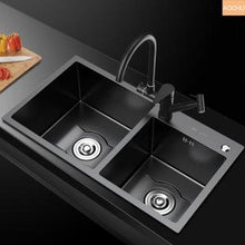 Load image into Gallery viewer, Daxon - Black Nano Stainless Steel Double Kitchen Sink with Soap Dispenser