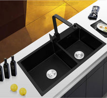 Load image into Gallery viewer, Ari - Black Nano Antibacterial Stainless Steel Double Bowl Kitchen SInk