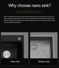 Load image into Gallery viewer, Ari - Black Nano Antibacterial Stainless Steel Double Bowl Kitchen SInk