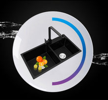 Load image into Gallery viewer, Ari - Black Nano Antibacterial Stainless Steel Double Bowl Kitchen SInk