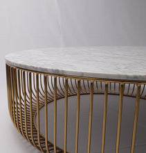 Load image into Gallery viewer, Mie Coffee Table - Carrara Marble Top &amp; Gold Base
