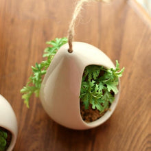 Load image into Gallery viewer, Decorative Ceramic Hanging Planter Pot with Artificial Plant
