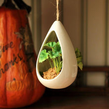 Load image into Gallery viewer, Decorative Ceramic Hanging Planter Pot with Artificial Plant
