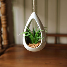 Load image into Gallery viewer, Decorative Ceramic Hanging Planter Pot with Artificial Plant
