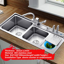 Load image into Gallery viewer, Ross - Stainless Steel Double Countertop Kitchen Sink with Trash Can
