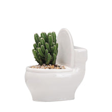 Load image into Gallery viewer, White Ceramic Toilet Design Flower Planter
