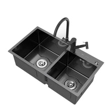 Load image into Gallery viewer, Daxon - Black Nano Stainless Steel Double Kitchen Sink with Soap Dispenser
