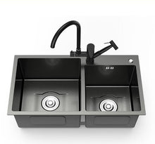 Load image into Gallery viewer, Daxon - Black Nano Stainless Steel Double Kitchen Sink with Soap Dispenser
